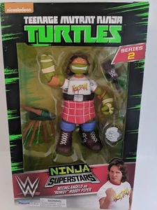 Teenage Mutant Ninja Turtle WWE Ninja Super Stars Michelangelo Rowdy Roddy Piper - Picture 1 of 8