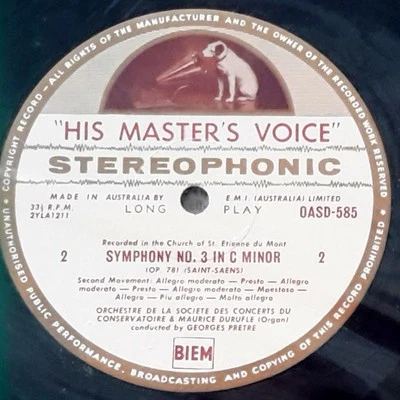 HMV ASD 585 ED 1 (G/C) AUS PRES SAINT-SAENS SYMPHONIY NO. 3 PRETRE DURUFLE NM - Image 1 of 3
