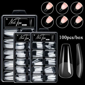 100Pcs/Box Full/Half Cover False Nail Tips Full Cover Fake Nail Extension UK - Picture 1 of 34