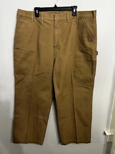 Carhartt Canvas Carpenter Pants Sz 44 X 36 Union Made in USA Dungaree Fit - Picture 1 of 6