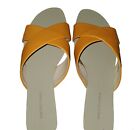 Saks Fifth Avenue Anne Slides Size 8 M Orange Leather Crossover Flats Sandals