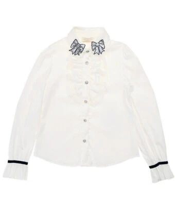 Blusa elegante Monnalisa niñas cinta azul estrás popelina talla 6 boutique Foto 1 de 4