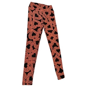 Leggings Lularoe Corazones San Valentín Negro y Rosa, Talla Única OS - Imagen 1 de 6