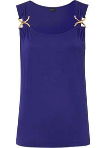 Camisa con decoración talla 40/42 azul morado blusa túnica parte superior nueva - Imagen 1 de 1
