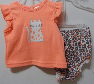 CJP Baby Cute Kitten 2 pc Set Size (3/6 M) Top & Diaper Cover NEW w/ TAGS - Picture 1 of 10