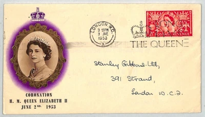GB QEII 1953 CORONATION Illustrated FDC Slogan *LONG LIVE/QUEEN* London/WC XE189 - Image 1 of 4