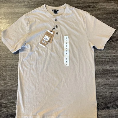 Eddie Bauer Hombre Manga Corta Suave Henley Caqui Tostado Talla Pequeña NUEVO Foto 1 de 4