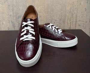 Aquatalia Herren Sneaker 9.5M Burgund Kroko-Prägung Leder Low Top Italia - Bild 1 von 6