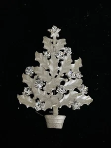 Vintage 1940s - 50s Eisenberg Ice Crystal Rhinestone Christmas Tree Brooch Pin - Picture 1 of 10