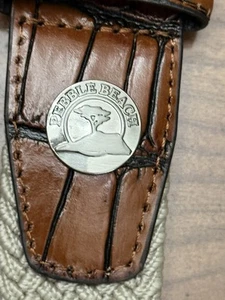 Pebble Beach Golf Belt Size Woven Beige w/ Brown Leather Trim - Picture 1 of 3