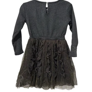 J. Crew Crewcuts | Dress Long Sleeve Gray Fleece Tulle Knee Length Metallic- 5 - Picture 1 of 6