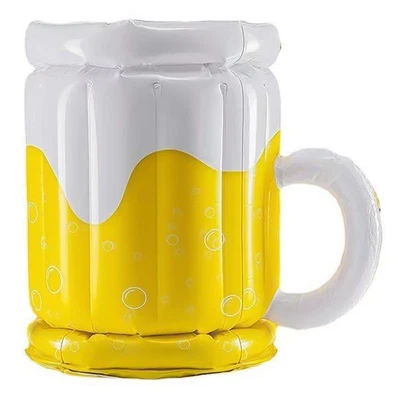 Eiskübel Bierglas Strand für Sommer Mottoparty Dekoration gelb+weiß - Bild 1 von 4