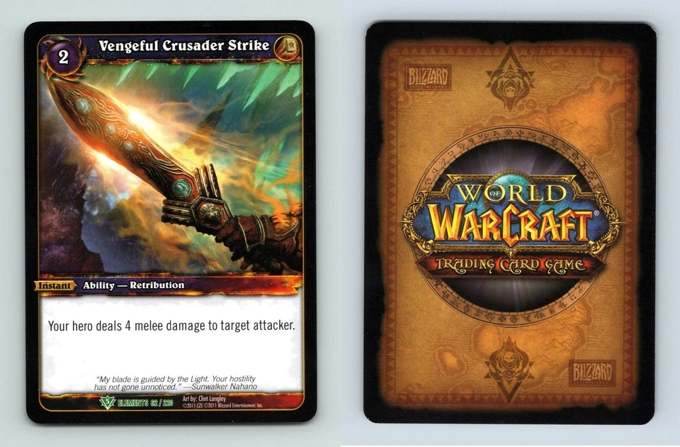 Vengeful Crusader Strike #62 War Of The Elements Uncommon Warcraft 2011 TCG Card - Image 1 of 1