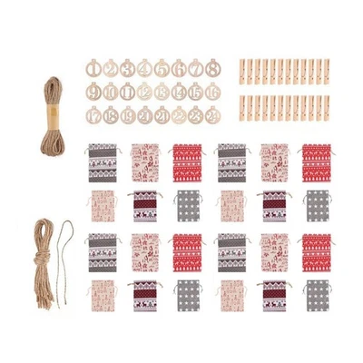 24-teilige Weihnachts-Adventskalendertüten, Geschenktüten, Partyzubehör, , - Bild 1 von 4