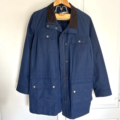 Lands End Barn Coat Womens XXL 2X Navy Corduroy Collar Field Jacket 20W - 22W - Image 1 of 4
