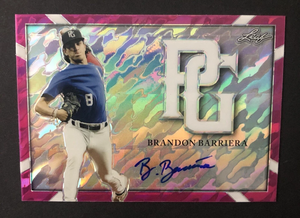 2021 Leaf - (Brandon Barriera) PINK MARBLE Auto #1/1 (Perfect Game) Blue Jays - Image 1 of 2