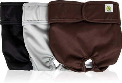 Paquete de 3 pañales lavables reutilizables para perros cachorros Pet Magasin, colores lisos, XS Foto 1 de 4