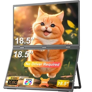 Moniteur Portable Double Triple 18,5", 1080P, avec VESA, pour Ordinateur Portable Extender Écran - Photo 1/7