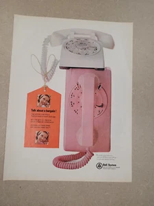 1965 Vintage Orig Magazine Ad Bell Telephone Talk About A Bargain Pink Phone - Picture 1 of 1