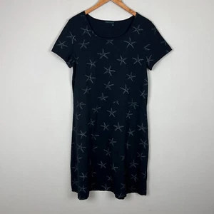 Abito donna FRESH PRODUCT grande nero stelle marine cotone manica corta lunghezza ginocchio - Foto 1 di 10