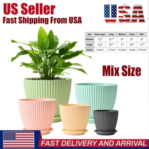 5-Piece Colorful Flower Pots 7.5/6.7/6/5/4" with Drainage for Aloe and Herbs - Picture 1 of 9