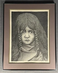 Vintage 16”x20” gerahmter Ron Mann signierter Indianerdruck 11/45 1980 - Bild 1 von 5