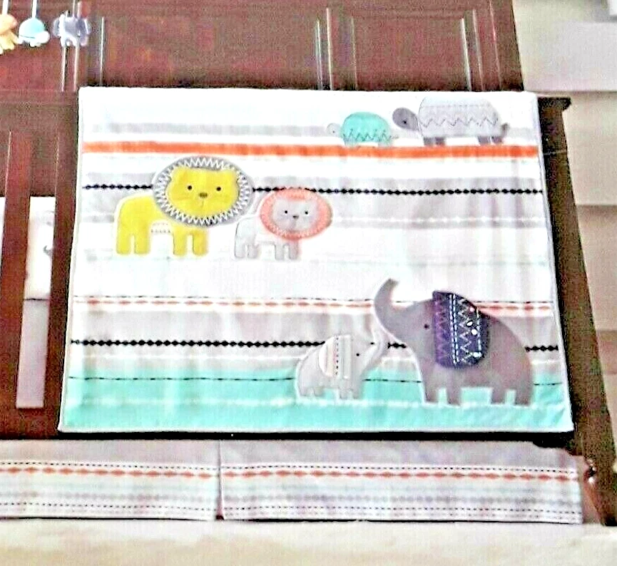 Manta para bebé edredón animales de zoológico elefantes guardería reversible 37" x 44" Foto 1 de 4