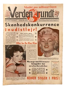 Marilyn Monroe + Francoise Arnoul VERY RARE Danish Magazine 1955 "Verden Rundt" - Picture 1 of 6