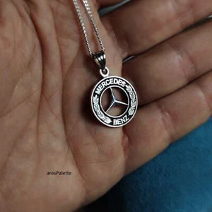 925 Solid Silver Mercedes Benz Necklace Handmade Car jewellery - Picture 1 of 6