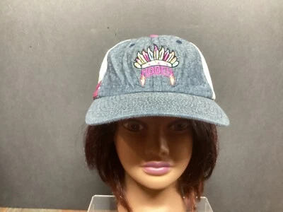 HOOEY Women's Baseball Cap Snapback Trucker hat denim mesh Indian headdress - Image 1 of 4