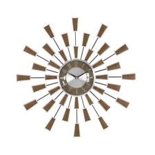 Litton Lane Starburst Analog Wall Clock Round Brown Metal