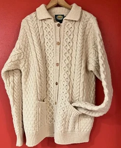 Cabela's cable-knit sweater Cardigan button up Women Fisherman Wool - Picture 1 of 11