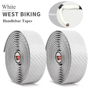 WEST BIKING Manubrio Bici da Strada Bicicletta Nastro Modello Carbonio Nastro Ciclismo Bianco - Foto 1 di 12