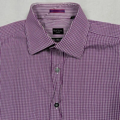 Camisa de vestir para hombre Paul Smith Byard a cuadros 100 % algodón púrpura talla 15,5-39 Italia Foto 1 de 4