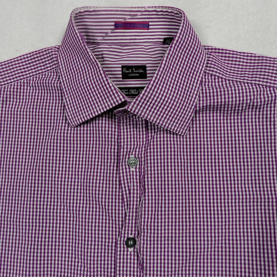 Camisa de vestir para hombre Paul Smith Byard a cuadros 100 % algodón púrpura talla 15,5-39 Italia Foto 1 de 4