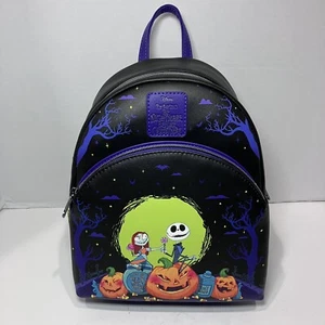 Loungefly The Nightmare Before Christmas Jack & Sally Pumpkins Mini Backpack Bag - Picture 1 of 4