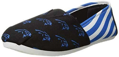 NFL Carolina Panthers Women's Canvas Stripe Shoes, Medium (7-8), Blue Cover
