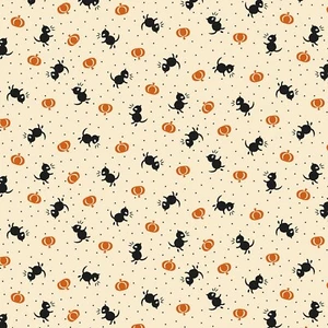 Feline Drive Stoff HISTORISCH HALLOWEEN Katzen Kürbisse Crm Fat Quarter (18x22") FQ - Bild 1 von 8