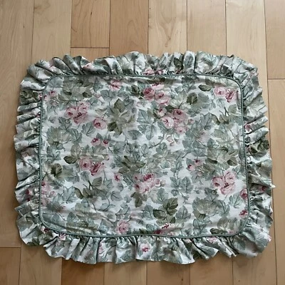 Funda de almohada floral verde rosa estándar Laura Ashley Cottage con volantes EE. UU. Foto 1 de 4