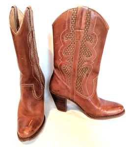 Endicott Johnson Boots 5.5B Size Women Western Cowboy Woven Leather - Picture 1 of 18