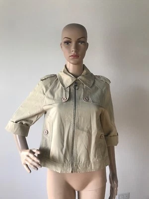 Abrigo Chaqueta Brooklyn Industries Caqui Beige 100% Algodón Mangas 3/4 Largo 2/S Foto 1 de 4