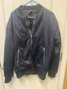 H&M Men's Large Black Bomber Jacket Long Sleeve Zip Up - Picture 1 of 6