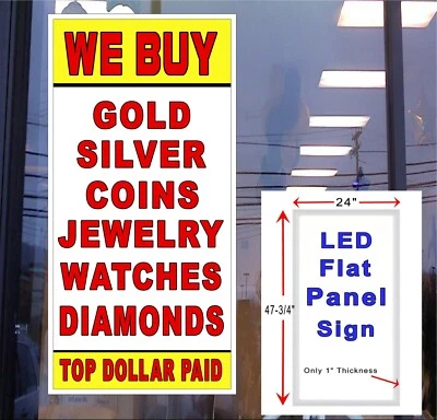 We Buy Gold Silver Coins Jewelry Diamonds Watches LED Light box window Sign - Image 1 of 4