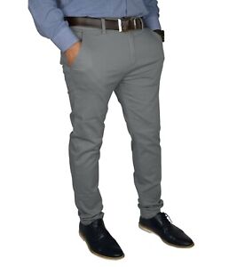 Mens Slim FIT Stretch Chino Trousers Casual Flat Front Flex Classic Full Pants