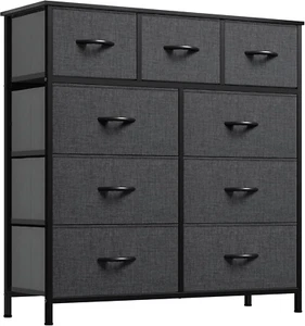 Dresser with 9 Drawers - Fabric Storage Tower, Tall Chest Organizer Unit for Liv - Picture 1 of 12