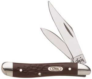Case XX Brown Synthetic Jigged Handle Peanut Folding Pocket Knife 00046  - Picture 1 of 2