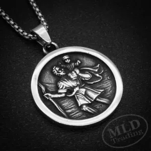 Collar Colgante San Cristóbal Medalla de Acero Inoxidable Patrón de Viajeros - Imagen 1 de 10