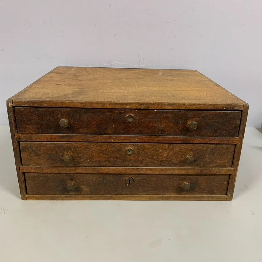 Primitive Country Store Dovetail Case Drawers Apothecary? Auto Parts? Cabinet - Image 1 of 4