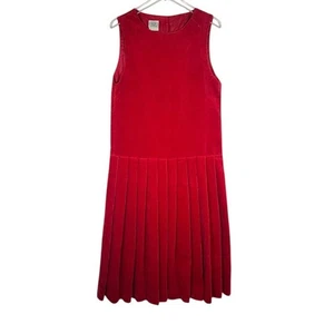 Vintage Laura Ashley Cord Plissee Kleid US 10 rot ärmellos Cottagecore - Bild 1 von 6
