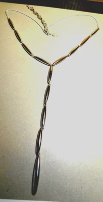 Joan Rivers~Silver Sculptured Lariat Y-Shape  Long Narrow Bead Drop Necklace - Изображение 1 из 4